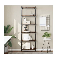 vidaXL Bookcase 6-Tier Smoked Oak 23.6"x11.8"x74" Engineered Wood