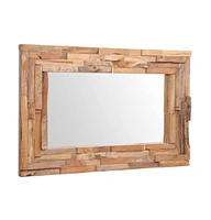 vidaXL Decorative Mirror Teak 35.4"x23.6" Rectangular