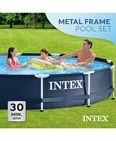 Intex Metal Frame 12' x 30" Round Above Ground Outdoor Swimming Pool with Pump