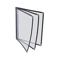 30pc 8.5x14 Menu Cover Trifold 6 View 3 Page Restaurant Cafe Book Clear Black