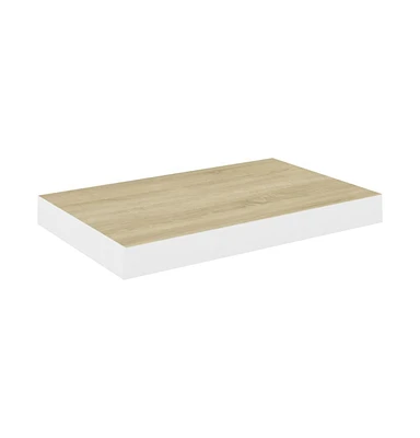 vidaXL Floating Wall Shelf Oak and White 19.7"x9.1"x1.5" Mdf
