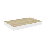 vidaXL Floating Wall Shelf Oak and White 19.7"x9.1"x1.5" Mdf