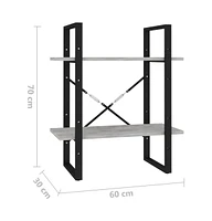 vidaXL 2-Tier Book Cabinet Concrete Gray 23.6"x11.8"x27.6" Engineered Wood