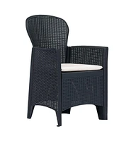 Patio Chairs 2 pcs with Cushion Anthracite Plastic Rattan Look