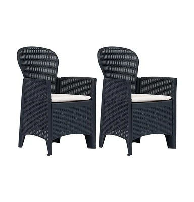 Patio Chairs 2 pcs with Cushion Anthracite Plastic Rattan Look