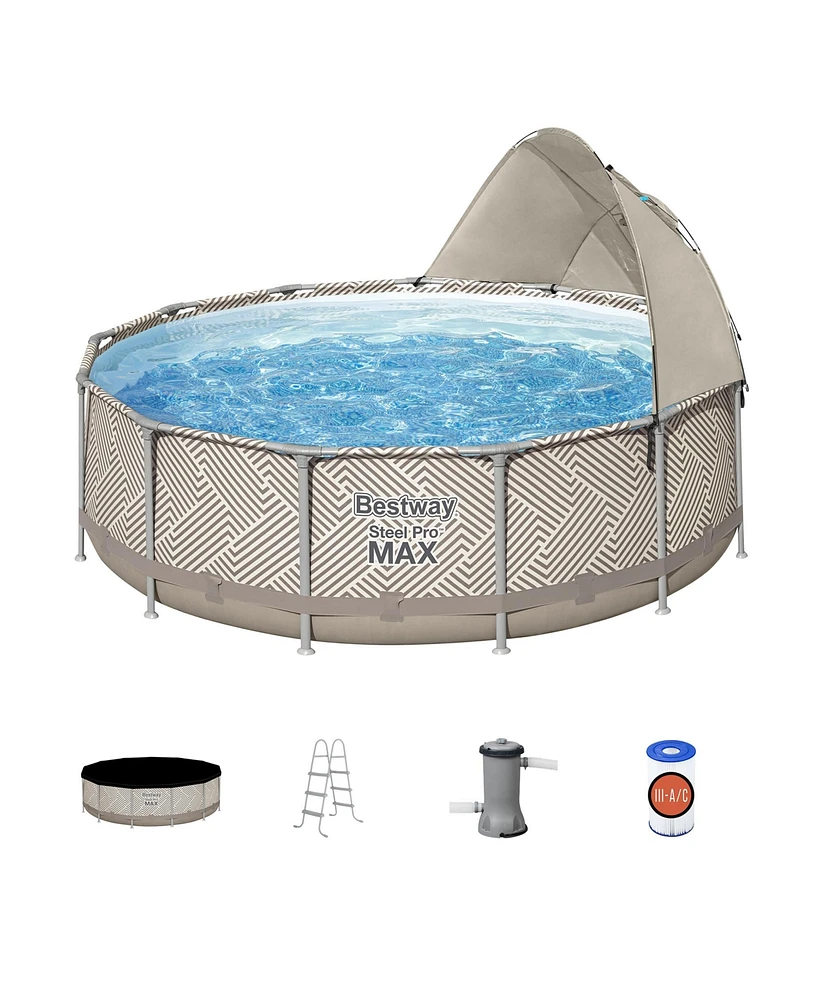 Bestway Steel Pro Max 13' x 42" Round Above Ground Pool Set with Canopy & Ladder