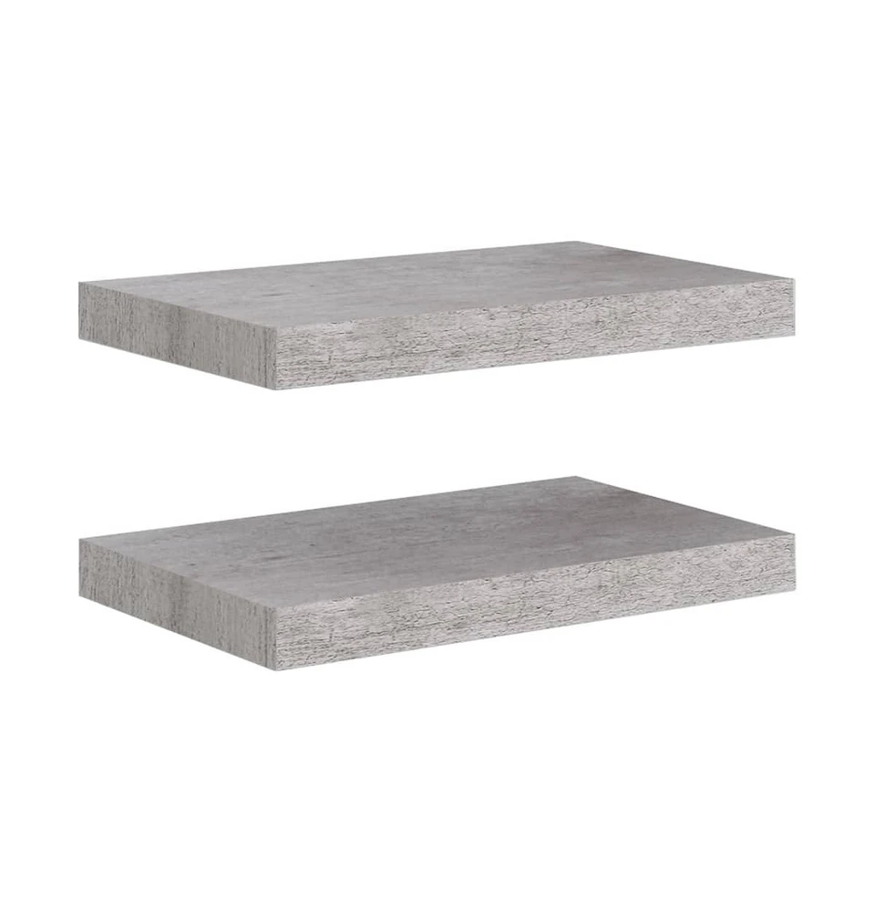 vidaXL Floating Wall Shelves 2 pcs Concrete Gray 15.7"x9.1"x1.5" Mdf