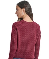 Dkny Jeans Petite Crewneck Cable-Knit Sweater