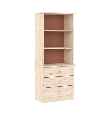 vidaXL Bookcase with Drawers Alta 23.6"x13.8"x55.9" Solid Wood Pine