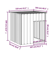 vidaXL Dog House with Roof Light Gray 43.3"x40.6"x42.9" Galvanized Steel