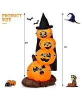 Vebreda 7 Feet Halloween Inflatable Pumpkin Combo with Witch's Hat and Led Lights