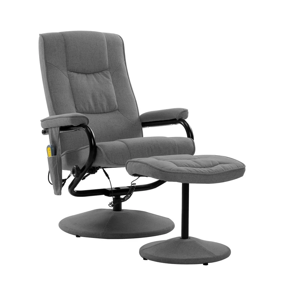 vidaXL Massage Recliner with Footrest Light Gray Fabric