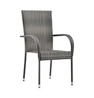Stackable Patio Chairs 6 pcs Gray Poly Rattan