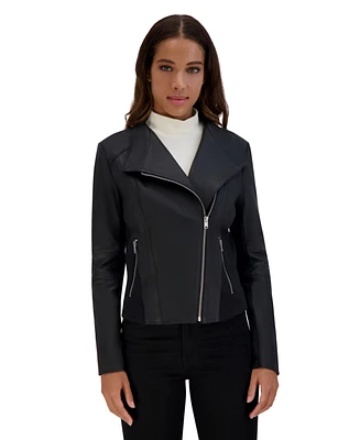 Andrew Marc Women's Felix Asymmetrical Moto Jacket With Wing Collar