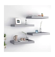 vidaXL Floating Wall Shelves 4 pcs Gray 15.7"x9.1"x1.5" Mdf