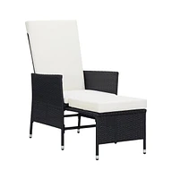 vidaXL Reclining Patio Chair with Cushions Poly Rattan Black