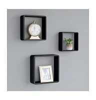 vidaXL Wall Cube Shelves 3 pcs Black Mdf