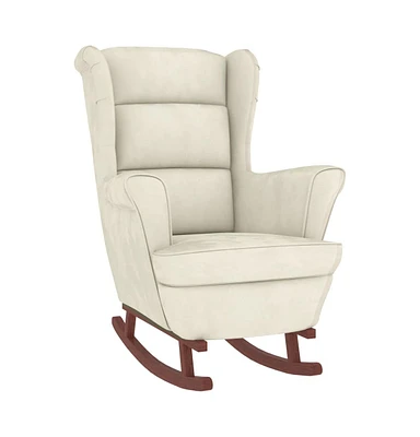 vidaXL Rocking Chair with Solid Wood Rubber Legs Velvet