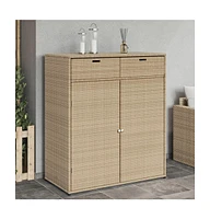 vidaXL Patio Storage Cabinet Beige 41.3"x21.7"x44.5" Poly Rattan