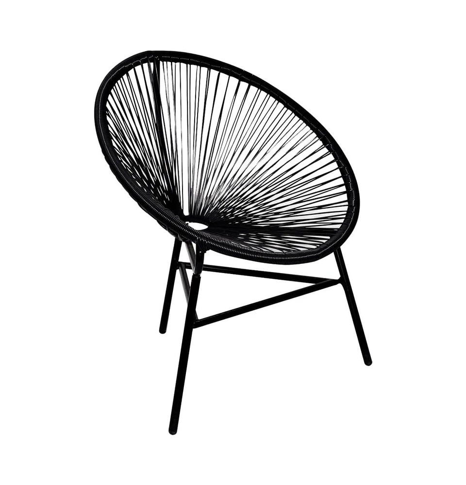 vidaXL Patio Moon Chair Poly Rattan Black