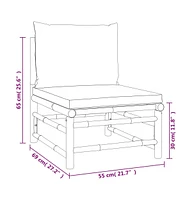 vidaXL Patio Middle Sofa with Cushions Bamboo