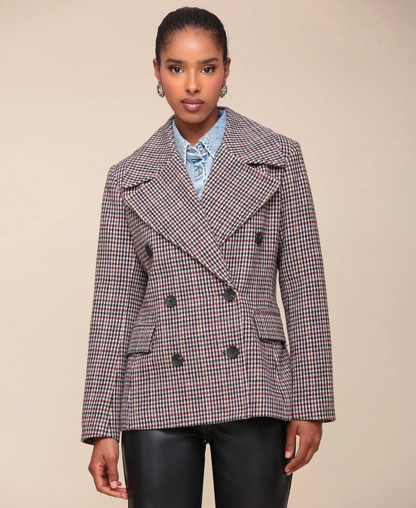 Avec Les Filles Women's Oversized Plaid Double-Breasted Blazer