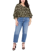 Vince Camuto Plus Printed 3/4-Sleeve Blouse, Created for Macy's