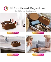 Byootique Plush Makeup Case Open Flat Travel Toiletry Accessories Organizer Bag