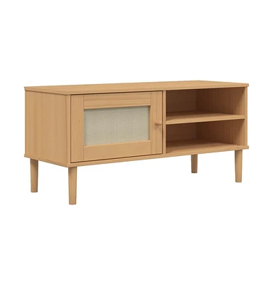 vidaXL Tv Stand Senja Rattan Look 41.7"x15.7"x19.3" Solid Wood Pine