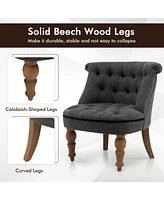 Sugift Set of 2 Upholstered Armless Slipper Chairs with Beech Wood Legs-Gray