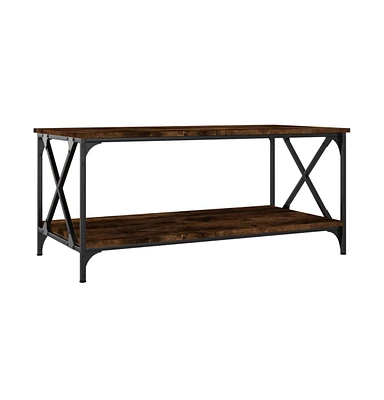 vidaXL Coffee Table Smoked Oak 39.4"x19.7"x17.7" Engineered Wood and Iron