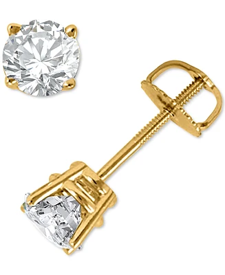 Diamond Four Prong Screw Back Stud Earrings (1-3/8 ct. t.w.) in 14k Gold