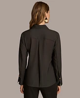 Donna Karan New York Women's Printed Long-Sleeve Button Down Shirt