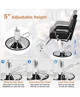 Skonyon 360 Degrees Swivel Salon Hydraulic Barber Chair with Adjustable Headrest and Reclining Backrest-Black