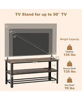Sugift Industrial Tv Stand up to 50 Inches with Power Outlets and Usb Ports-Rustic Brown