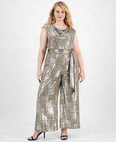 Connected Plus Metallic Wide-Leg Jumpsuit