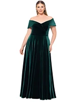 Xscape Plus Velvet Off-The-Shoulder Fit & Flare Gown