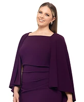 Betsy & Adam Plus Cape-Overlay Sheath Dress