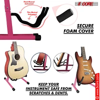 5 Core Double Guitar Stand Floor Adjustable Heavy Duty A Frame Folding Acoustic Electric Bass Mandolin Banjo Violin Holder Stands