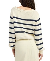 En Saison Women's Helena Cotton Striped Cropped Sweater