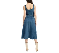 En Saison Women's Robin Faux-Suede Tie-Waist Midi Dress