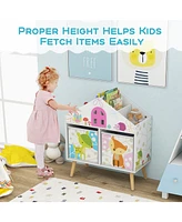 Sugift Kids House-shaped Bookshelf with 2 Storage Bins for Kids Room Playroom-White