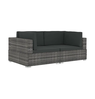 vidaXL 2 Piece Patio Sofa Set with Cushions Poly Rattan