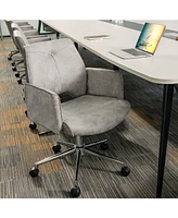 Skonyon Adjustable Hollow Mid Back Leisure Office Chair with Armrest-Gray
