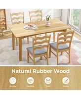 Sugift Dining Chair Set of 2 Linen Fabric Upholstered Kitchen Chairs with Padded Seat-Natural