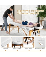 Skonyon Portable Adjustable Facial Spa Bed with Carry Case-White