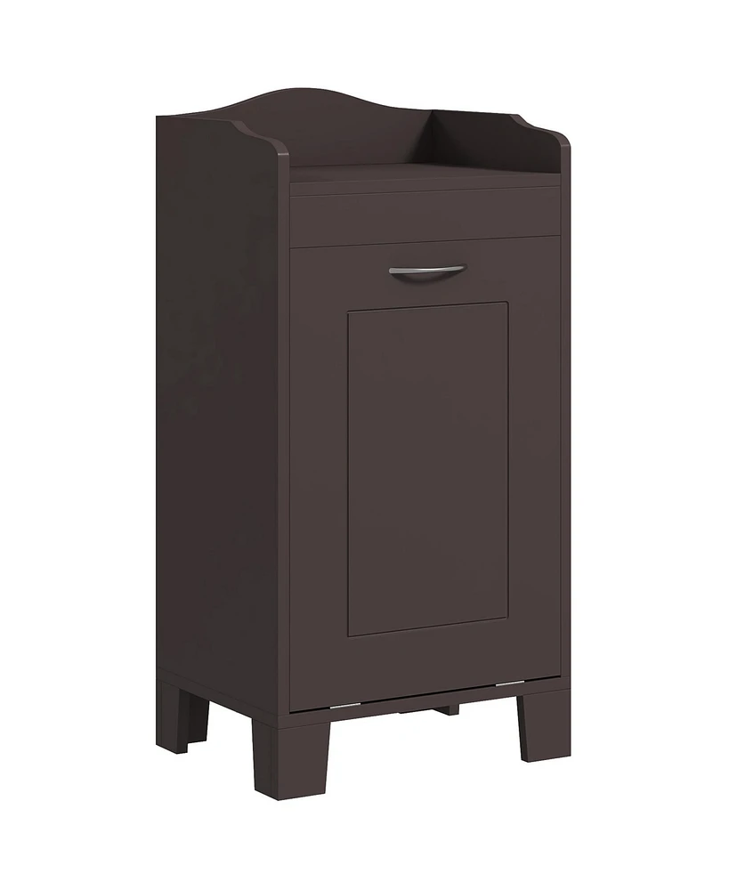 Homcom Tilt-out Laundry Storage Cabinet with Hamper Compartment, Coffee