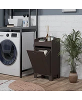 Homcom Tilt-out Laundry Storage Cabinet with Hamper Compartment, Coffee