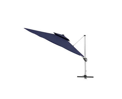 Casainc 11 Ft Square Double Top Patio Cantilever Umbrella, Navy Blue