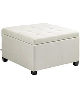 Homcom Fabric Tufted Storage Ottoman with Flip Top for Living Room Bedroom